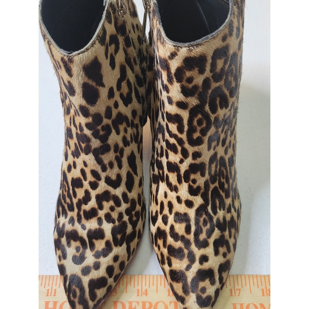 Sam Edelman Leopard Calf Hair Kitten Heel Ankle Booties Brown Tan Size 6.5